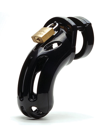 The Curve 3 3/4" Curved Cock Cage & Lock Set  - Black - Empower Pleasure