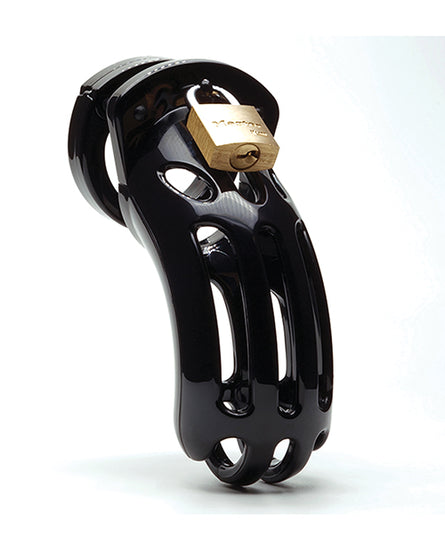 The Curve 3 3/4" Curved Cock Cage & Lock Set  - Black - Empower Pleasure