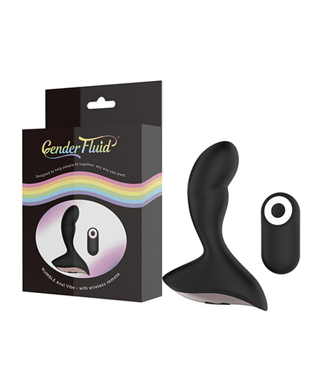 Gender Fluid Rumble Anal Vibe with Remote - Black - Empower Pleasure