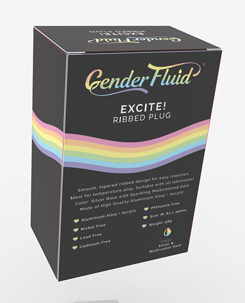 Gender Fluid Excite! Ribbed Plug - Silver - Empower Pleasure