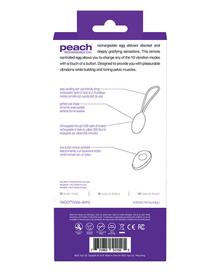 VeDO Peach Rechargeable Egg Vibe VeDO Peach Rechargeable Egg Vibe