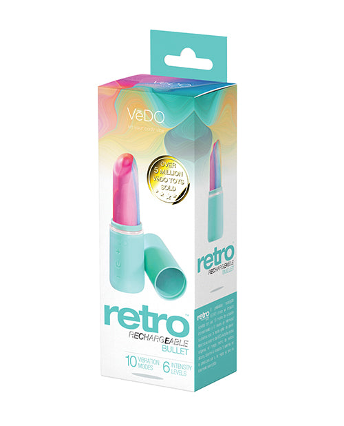 VeDO Retro Rechargeable Bullet Lip Stick Vibe - Turquoise - Empower Pleasure