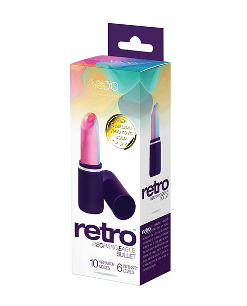 VeDO Retro Rechargeable Bullet Lip Stick Vibe - Purple - Empower Pleasure