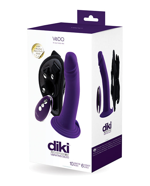 VeDo Diki Rechargeable Vibrating Dildo w/Harness - Assorted Colors - Empower Pleasure