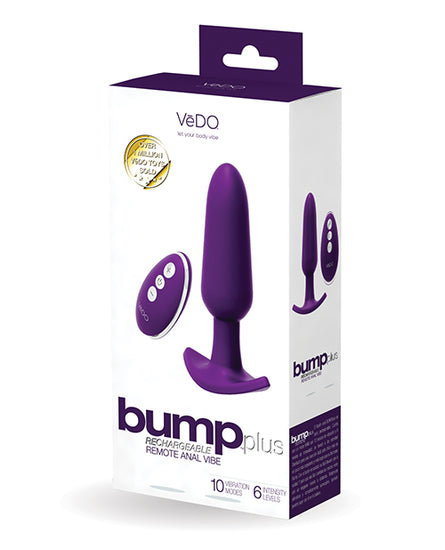 VeDO Bump Plus Rechargeable Remote Control Anal Vibe - Assorted Colors VeDO Bump Plus Rechargeable Remote Control Anal Vibe - Assorted Colors