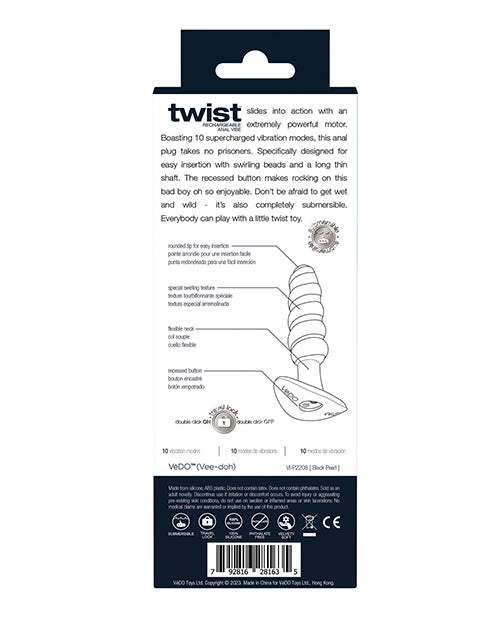 VeDO Twist Rechargeable Anal Plug - Black - Empower Pleasure