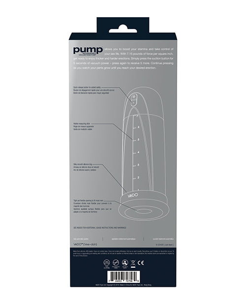 VeDO Pump Rechargeable Vacuum Penis Pump - Just Black - Empower Pleasure