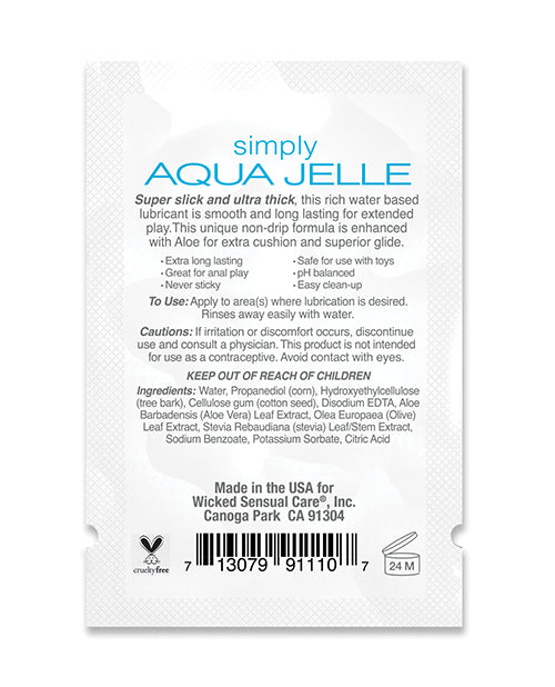 Wicked Sensual Care Simply Aqua Jelle Water Based Lubricant - .1 oz - Empower Pleasure