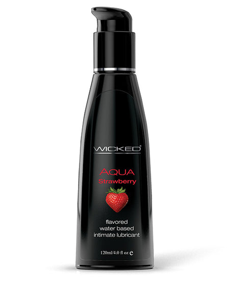 Wicked Sensual Care Aqua Water Based Lubricant - 4 oz Strawberry - Empower Pleasure