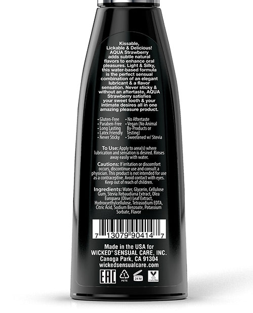 Wicked Sensual Care Aqua Water Based Lubricant - 4 oz Strawberry - Empower Pleasure