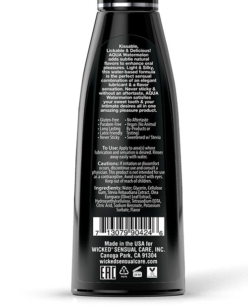 Wicked Sensual Care Aqua Water Based Lubricant - 4 oz Watermelon - Empower Pleasure