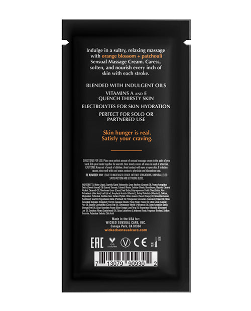 Wicked Sensual Care Orange Blossom & Patchouli Massage Cream  - .34 oz - Empower Pleasure
