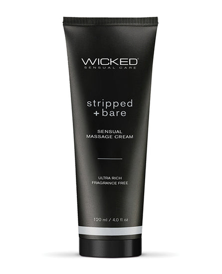 Wicked Sensual Care Stripped & Bare Unscented Massage Cream  - 4 oz - Empower Pleasure