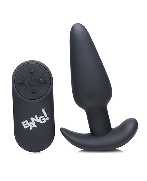 Bang! 21X Vibrating Silicone Butt Plug w/ Remote - Black - Empower Pleasure