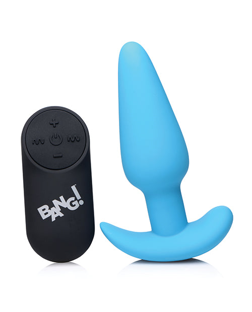 Bang! 21X Vibrating Silicone Butt Plug w/ Remote - Blue - Empower Pleasure