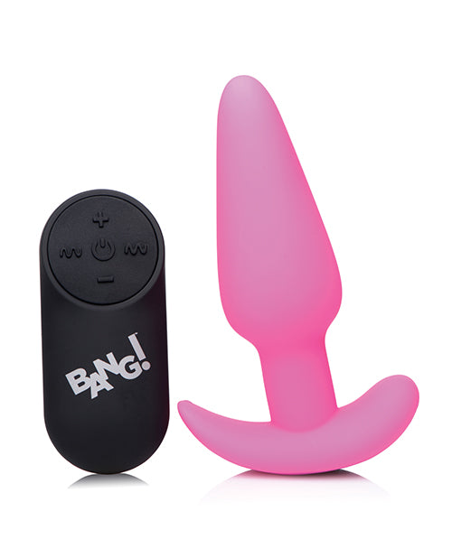 Bang! 21X Vibrating Silicone Butt Plug w/ Remote - Pink - Empower Pleasure
