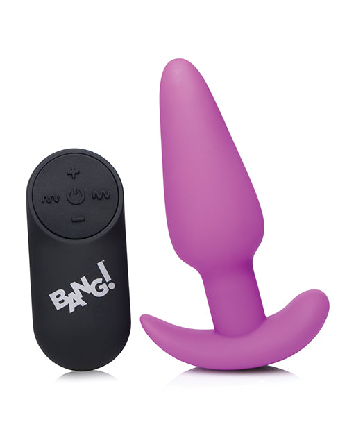 Bang! 21X Vibrating Silicone Butt Plug w/ Remote - Purple