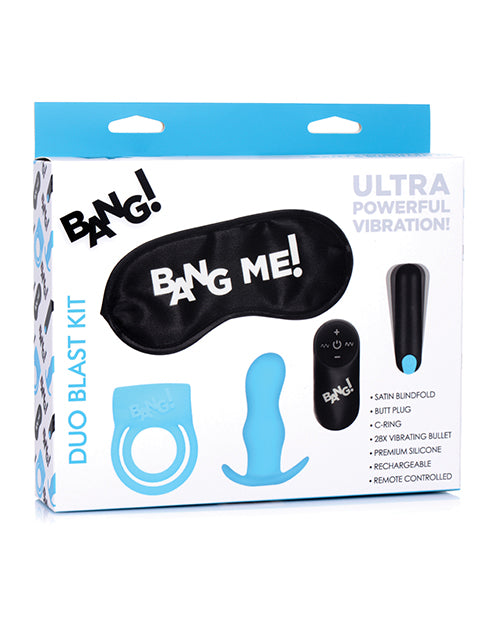 Bang! Duo Blast Remote Control Cock Ring & Butt Plug Vibe Kit - Blue - Empower Pleasure