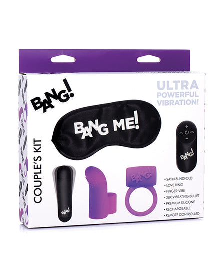 Bang! Couple's Kit with RC Bullet, Blindfold, Cock Ring & Finger Vibe - Purple - Empower Pleasure