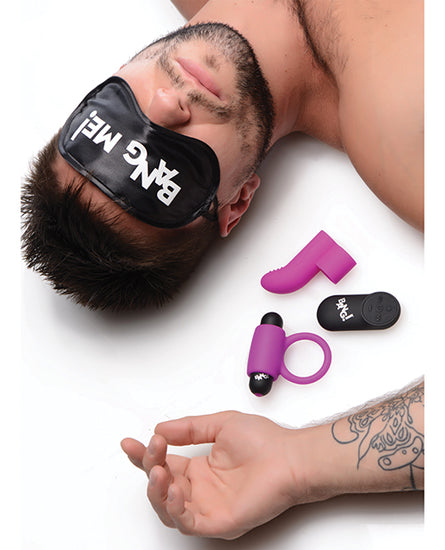 Bang! Couple's Kit with RC Bullet, Blindfold, Cock Ring & Finger Vibe - Purple - Empower Pleasure