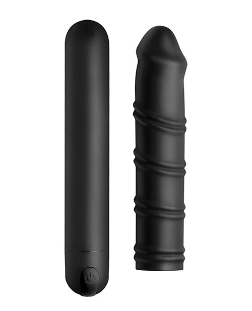 Bang! XL Bullet & Swirl Silicone Sleeve - Black - Empower Pleasure