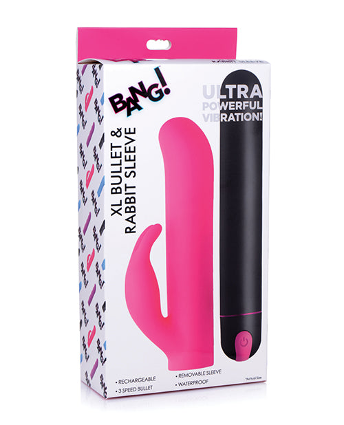 Bang! XL Bullet & Rabbit Silicone Sleeve - Pink - Empower Pleasure