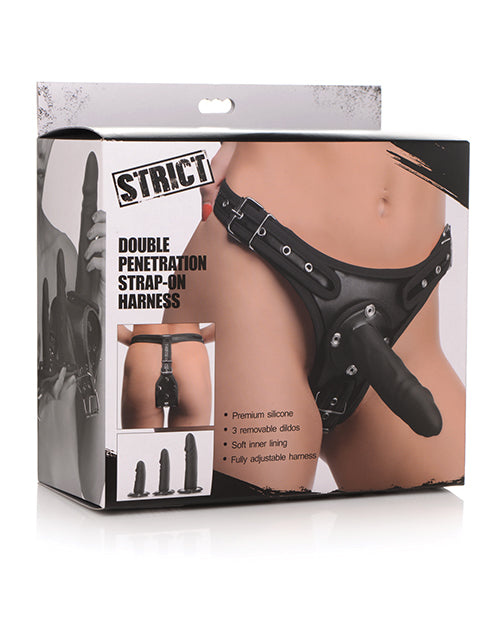 Strict Double Penetration Strap On Harness - Black