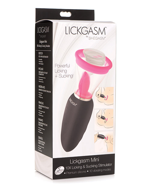 Inmi Shegasm Lickgasm Mini 10X Licking & Sucking Stimulator - Black/Pink - Empower Pleasure