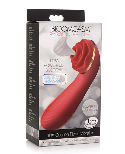 Inmi Bloomgasm Passion Petals 10X Silicone Suction Rose Vibrator - Red - Empower Pleasure