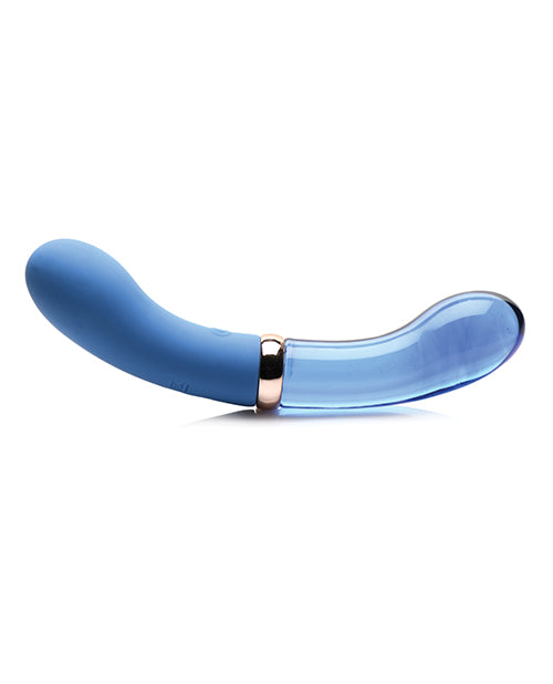 Prisms Vibra-Glass 10x Dual Ended G Spot Silicone/Glass Vibrator - Bleu - Empower Pleasure