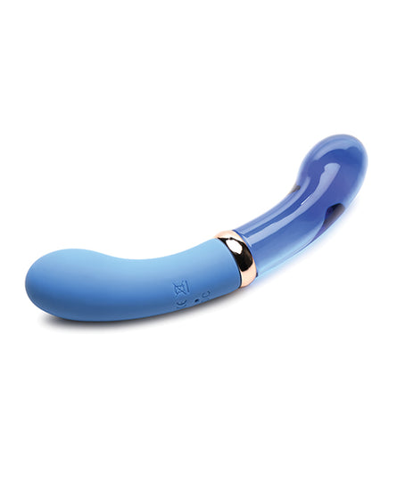Prisms Vibra-Glass 10x Dual Ended G Spot Silicone/Glass Vibrator - Bleu - Empower Pleasure